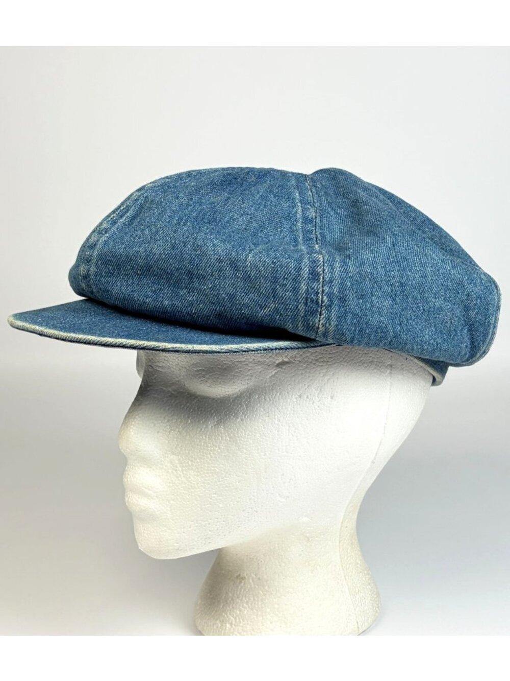 Vintage Denim Newsboy Cabbie Hat Cap Baker Boy 6 Panel Flat Brim Unisex Adult